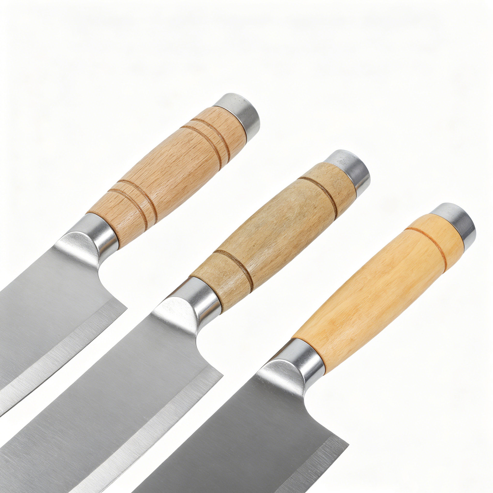 Japanese Knife - 3 stuks keukenmeshandvat natuurlijk massief hout