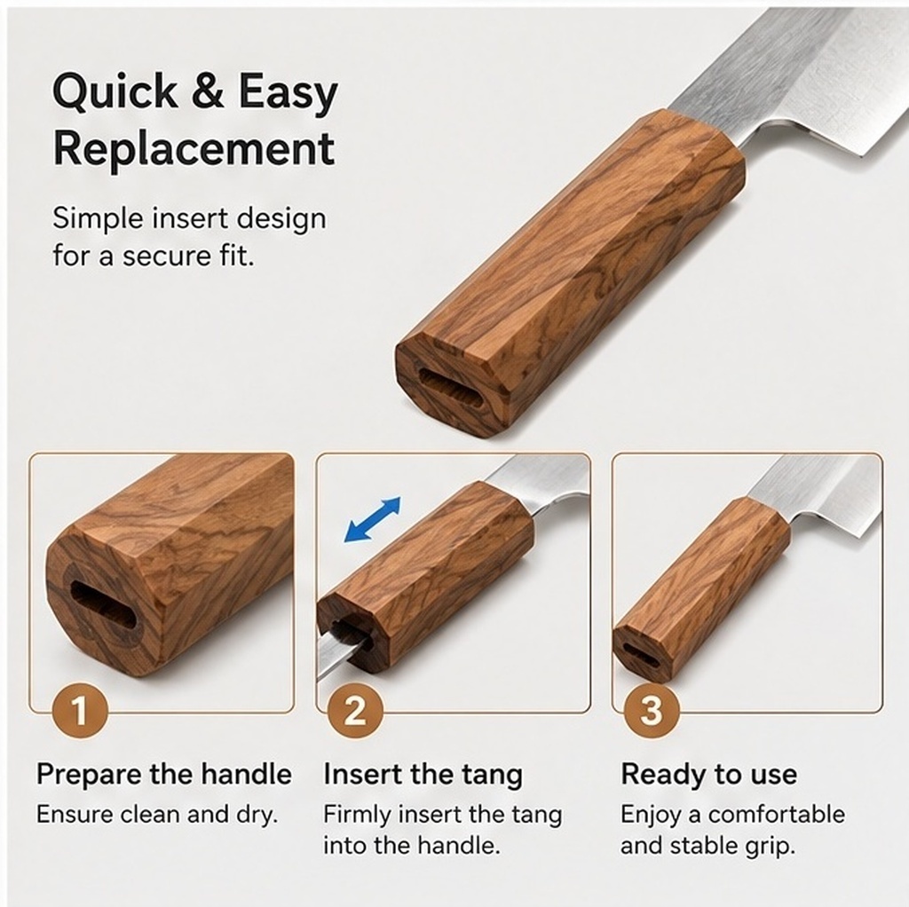 Achthoekige houten handgreep v - Japanese Knife recensie en prijs